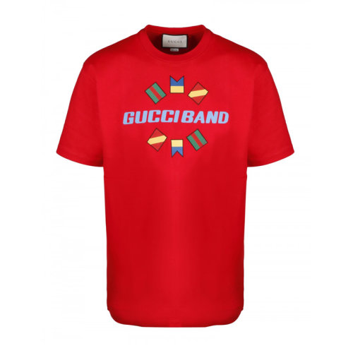 GUCCI/古驰 男士红色棉质字母标识短袖T恤 565806-XJB2X-6229