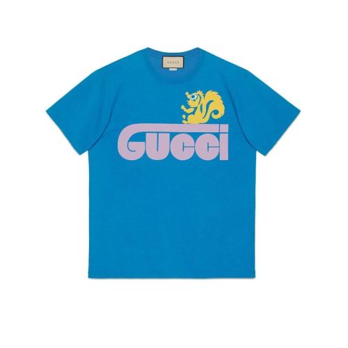  GUCCI古驰 22年秋冬 男士 复古Gucci鼬印花T恤 548334 XJEUJ 4199