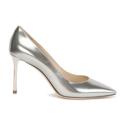 Jimmy Choo/周仰杰 银色 皮质 尖头 细跟 高跟鞋 ROMY85LQM SILVER