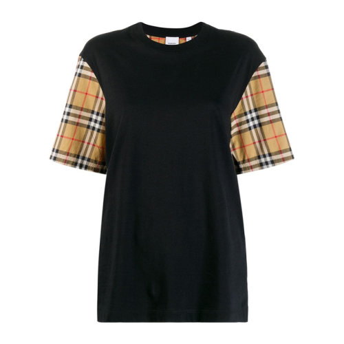 BURBERRY/博柏利张韶涵同款 女装 服饰 经典格纹 白色 圆领休闲宽松 女士短袖T恤 8014895