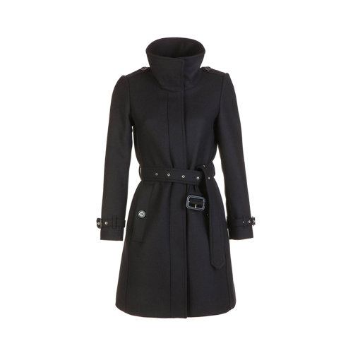 BURBERRY/博柏利 女士黑色羊毛中长款风衣大衣 4017130