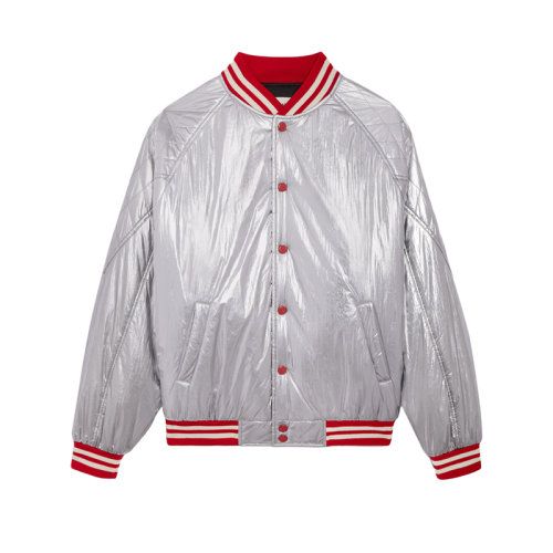 CELINE/赛琳 22年春夏新款 男士银色锦纶面料绗缝育克学院风夹克2W559819L.36AG